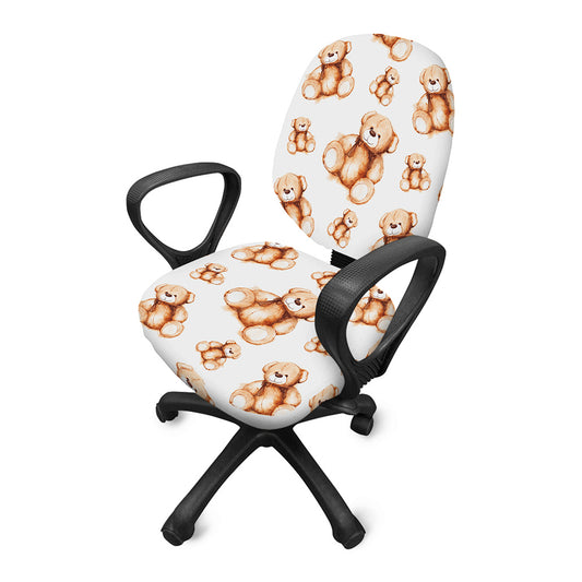 Cute Teddy Bear Pattern Print Office Chair Cover