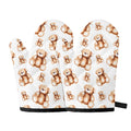 Cute Teddy Bear Pattern Print Oven Mitts