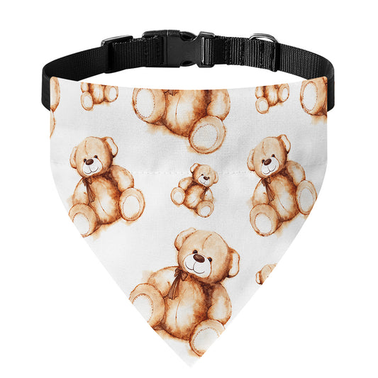 Cute Teddy Bear Pattern Print Over The Collar Dog Bandana