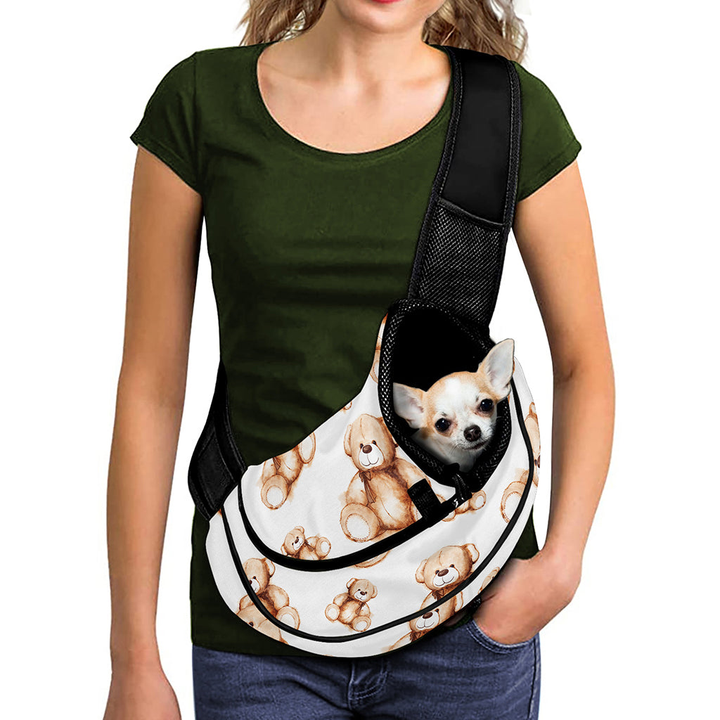 Cute Teddy Bear Pattern Print Pet Sling Carrier