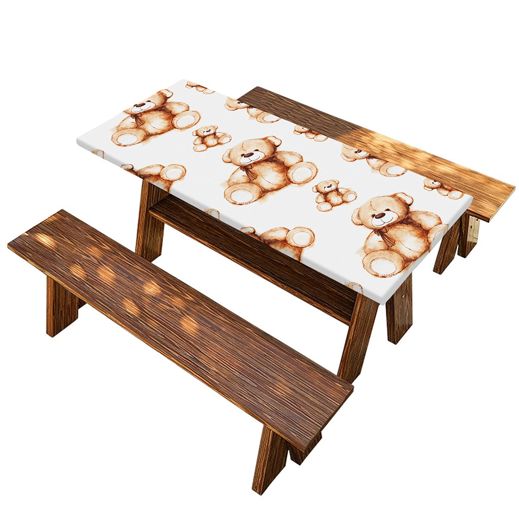 Cute Teddy Bear Pattern Print Picnic Table Cover