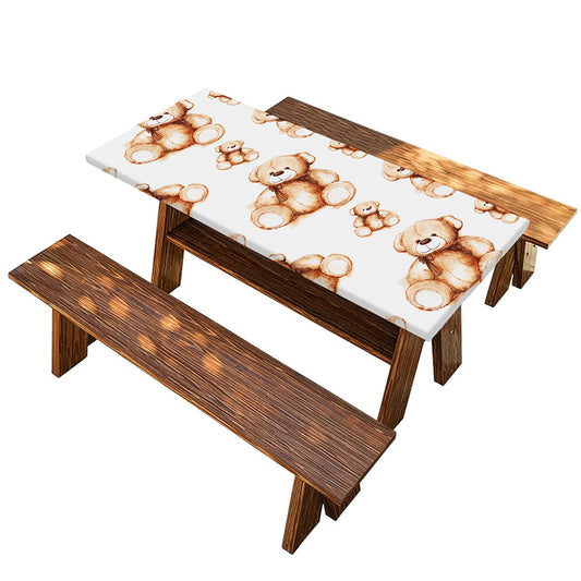 Cute Teddy Bear Pattern Print Picnic Table Cover