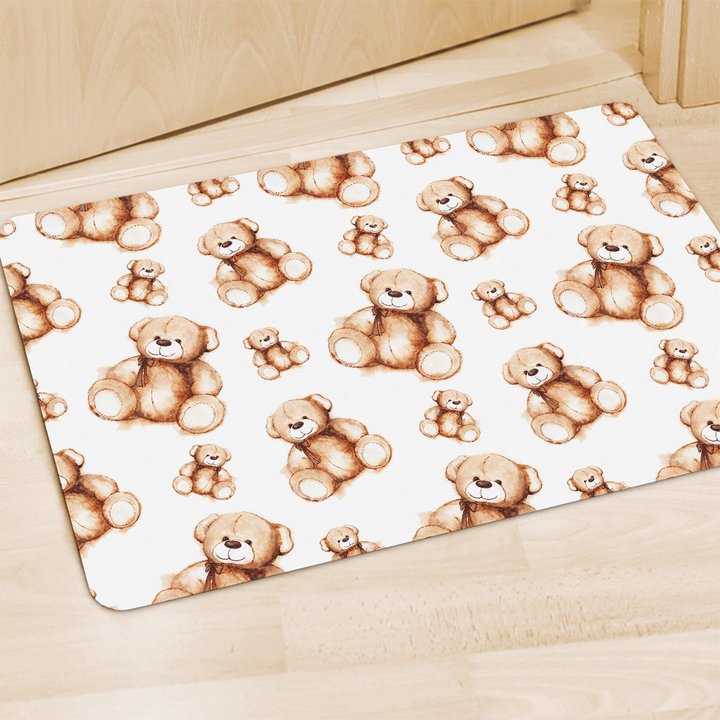 Cute Teddy Bear Pattern Print Polyester Doormat