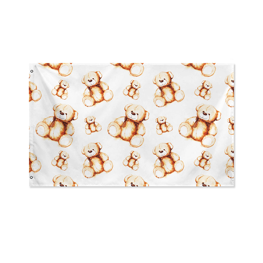 Cute Teddy Bear Pattern Print Polyester Flag
