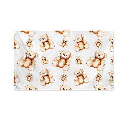 Cute Teddy Bear Pattern Print Polyester Flag