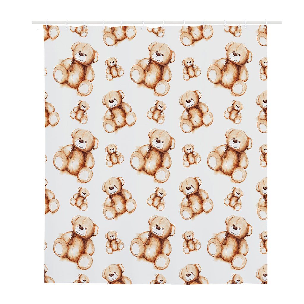 Cute Teddy Bear Pattern Print Polyester Shower Curtain