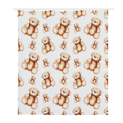 Cute Teddy Bear Pattern Print Polyester Shower Curtain
