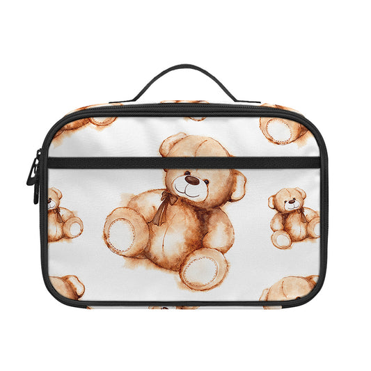 Cute Teddy Bear Pattern Print Portable Lunch Bag