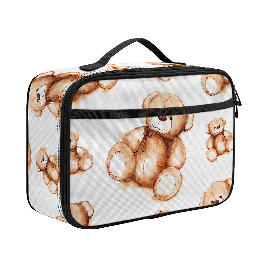 Cute Teddy Bear Pattern Print Portable Lunch Bag