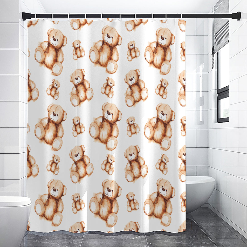 Cute Teddy Bear Pattern Print Premium Shower Curtain