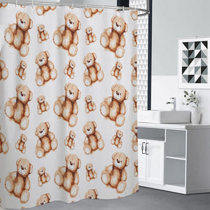 Cute Teddy Bear Pattern Print Premium Shower Curtain