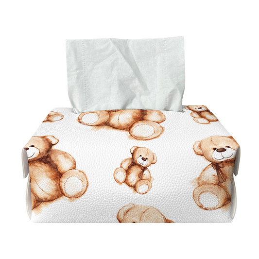 Cute Teddy Bear Pattern Print Rectangle Tissue Box Cover