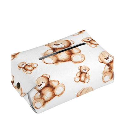 Cute Teddy Bear Pattern Print Rectangle Tissue Box Cover