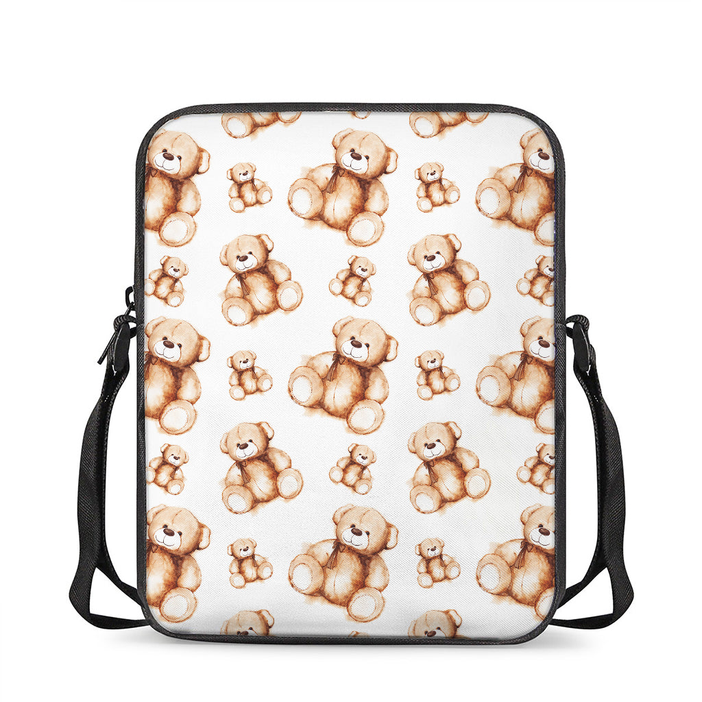 Cute Teddy Bear Pattern Print Rectangular Crossbody Bag