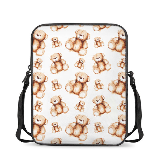 Cute Teddy Bear Pattern Print Rectangular Crossbody Bag