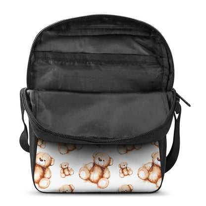 Cute Teddy Bear Pattern Print Rectangular Crossbody Bag