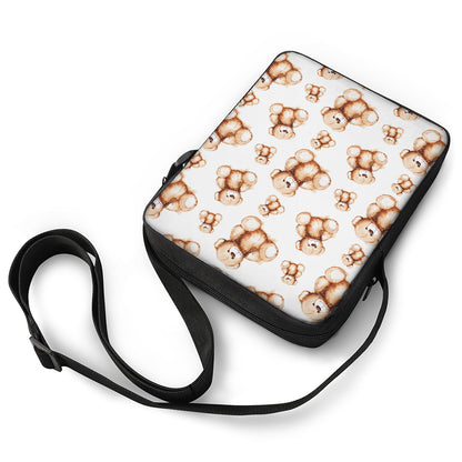 Cute Teddy Bear Pattern Print Rectangular Crossbody Bag