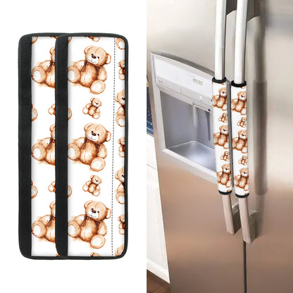Cute Teddy Bear Pattern Print Refrigerator Handle Covers