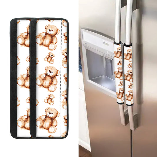 Cute Teddy Bear Pattern Print Refrigerator Handle Covers