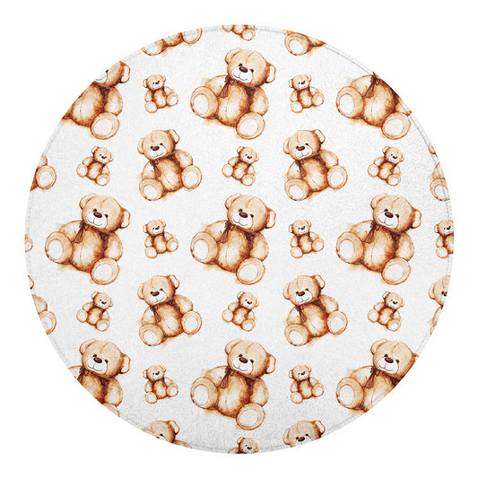 Cute Teddy Bear Pattern Print Round Blanket