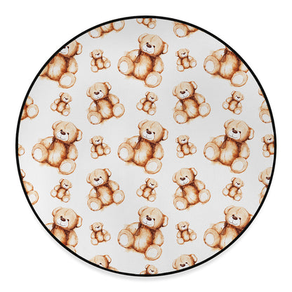 Cute Teddy Bear Pattern Print Round Floor Mat