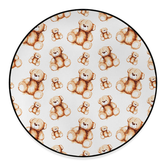 Cute Teddy Bear Pattern Print Round Floor Mat