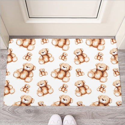 Cute Teddy Bear Pattern Print Rubber Doormat