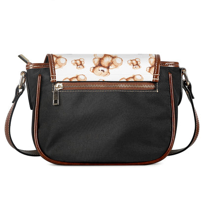 Cute Teddy Bear Pattern Print Saddle Bag