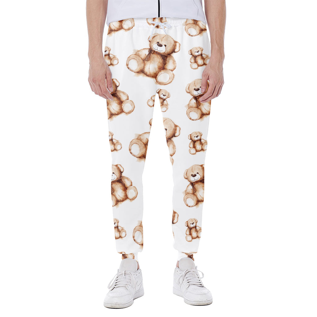 Cute Teddy Bear Pattern Print Scuba Joggers
