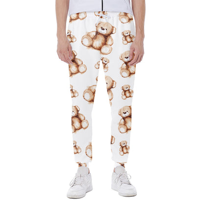 Cute Teddy Bear Pattern Print Scuba Joggers