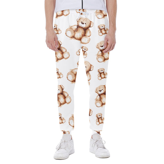 Cute Teddy Bear Pattern Print Scuba Joggers
