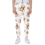 Cute Teddy Bear Pattern Print Scuba Joggers