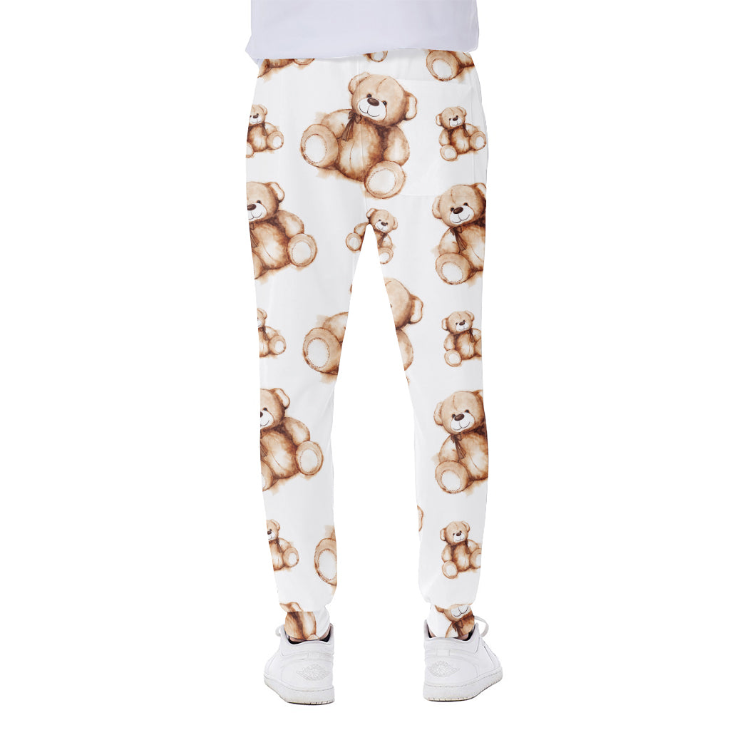 Cute Teddy Bear Pattern Print Scuba Joggers