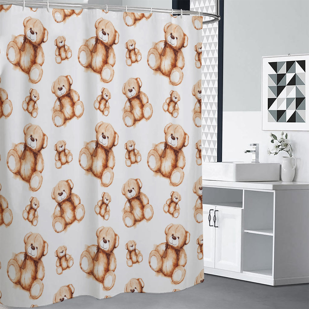 Cute Teddy Bear Pattern Print Shower Curtain