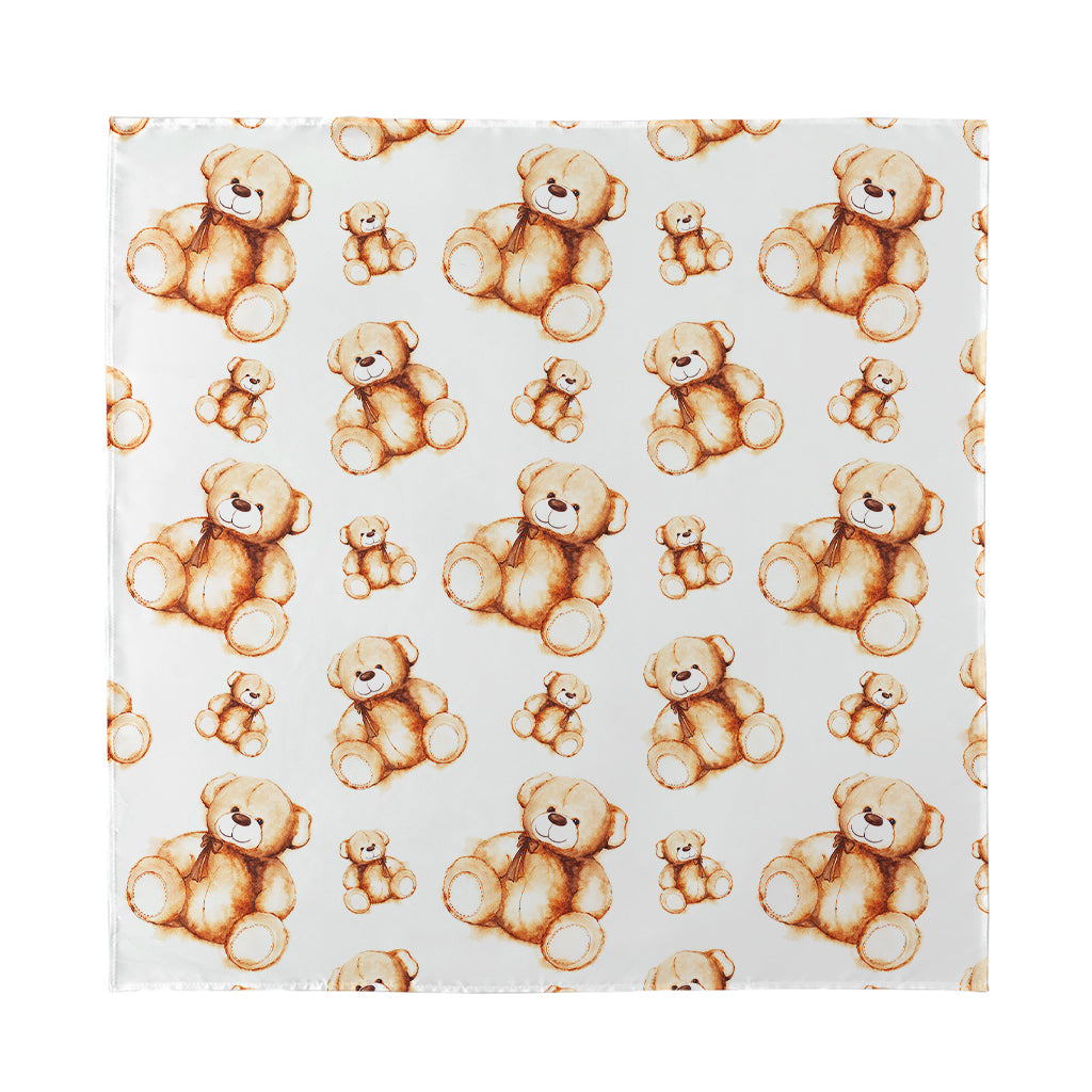 Cute Teddy Bear Pattern Print Silk Bandana