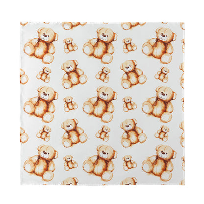 Cute Teddy Bear Pattern Print Silk Bandana