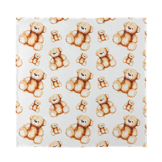Cute Teddy Bear Pattern Print Silk Bandana