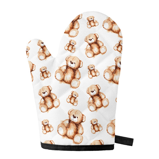 Cute Teddy Bear Pattern Print Single Oven Mitt