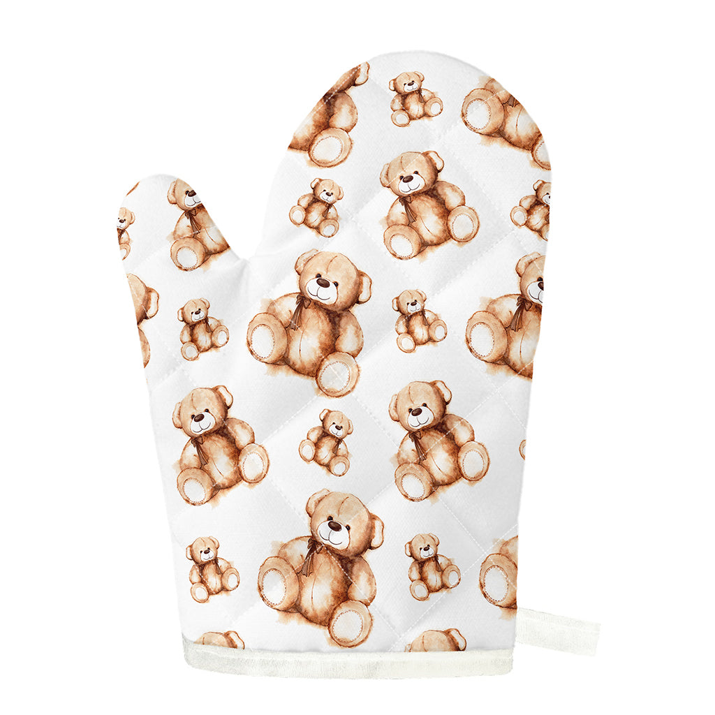 Cute Teddy Bear Pattern Print Single Oven Mitt