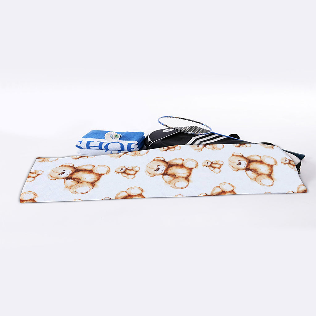 Cute Teddy Bear Pattern Print Sports Towel