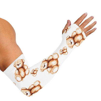 Cute Teddy Bear Pattern Print Sun Protection Arm Sleeves
