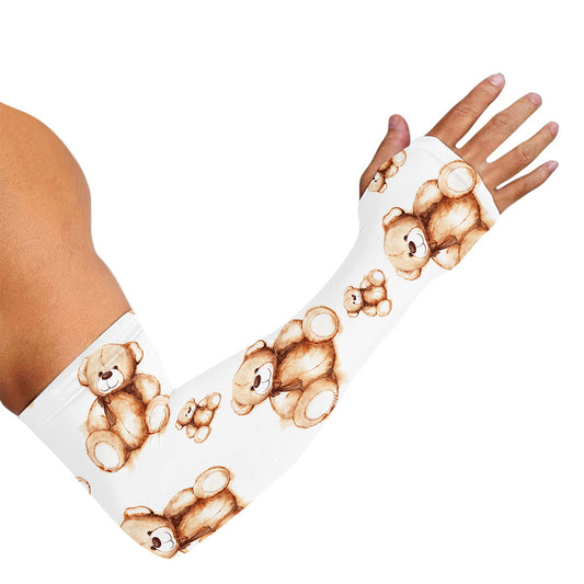 Cute Teddy Bear Pattern Print Sun Protection Arm Sleeves
