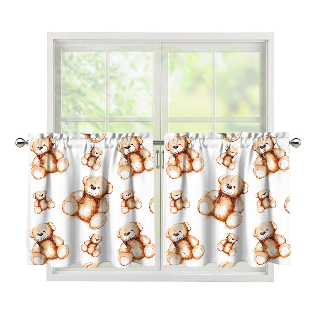 Cute Teddy Bear Pattern Print Tier Curtains