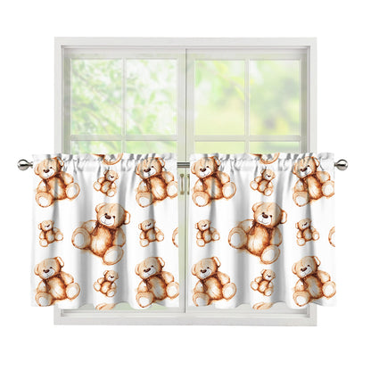 Cute Teddy Bear Pattern Print Tier Curtains