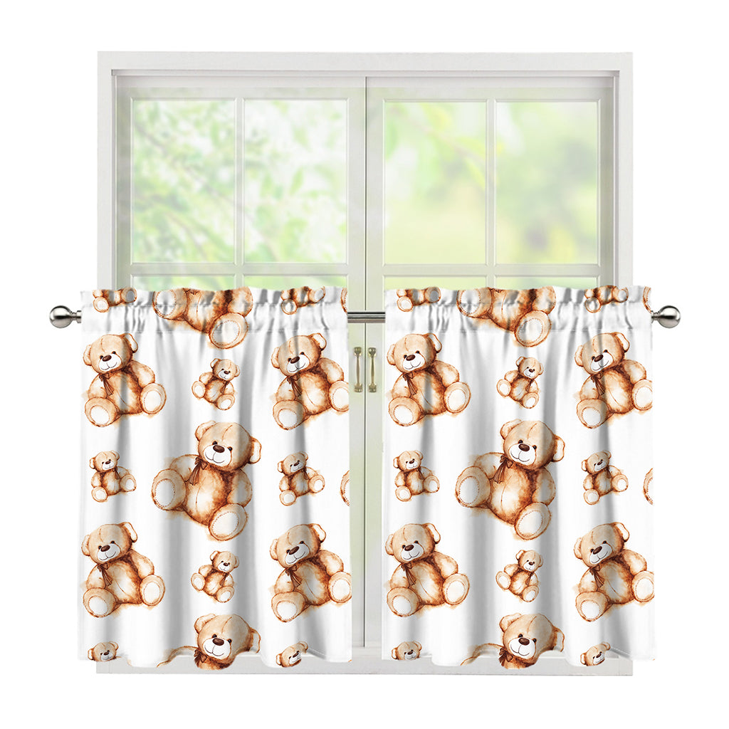 Cute Teddy Bear Pattern Print Tier Curtains