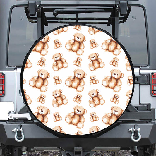 Cute Teddy Bear Pattern Print Tire Cover