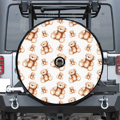 Cute Teddy Bear Pattern Print Tire Cover With Camera Hole