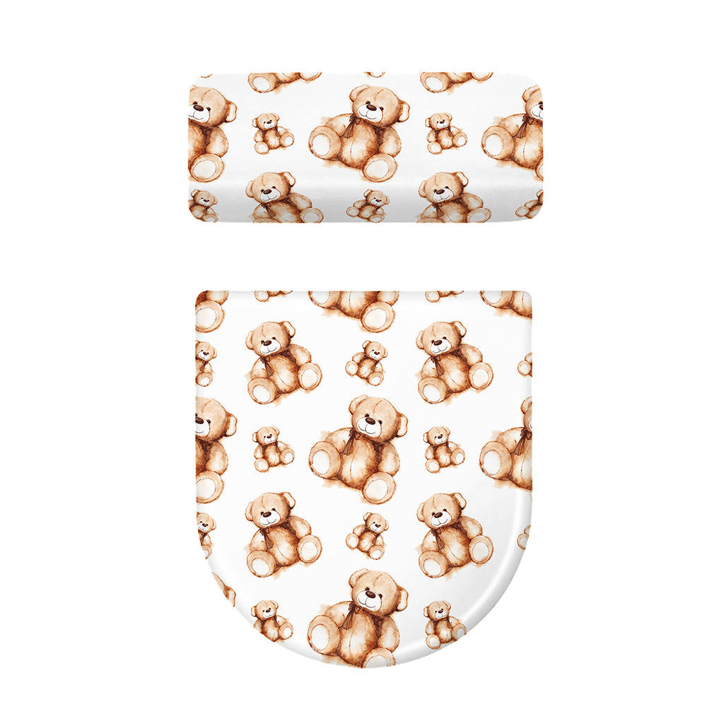 Cute Teddy Bear Pattern Print Toilet Lid And Tank Cover Set