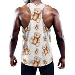 Cute Teddy Bear Pattern Print Training Tank Top
