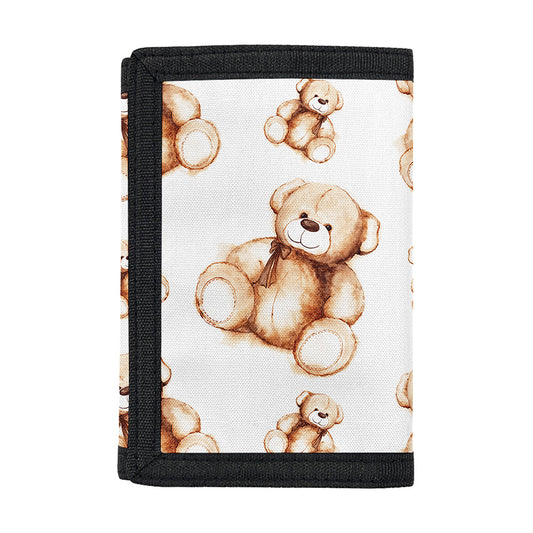Cute Teddy Bear Pattern Print Trifold Wallet